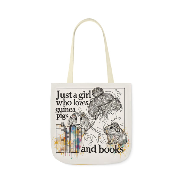 Just a Girl Who Loves Guinea Pigs and Books Canvas Tote - Style BG2P