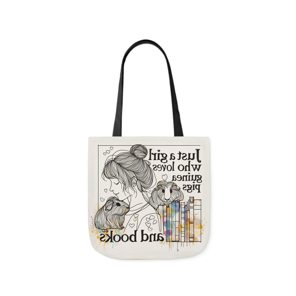 Just a Girl Who Loves Guinea Pigs and Books Canvas Tote - Style BG2P
