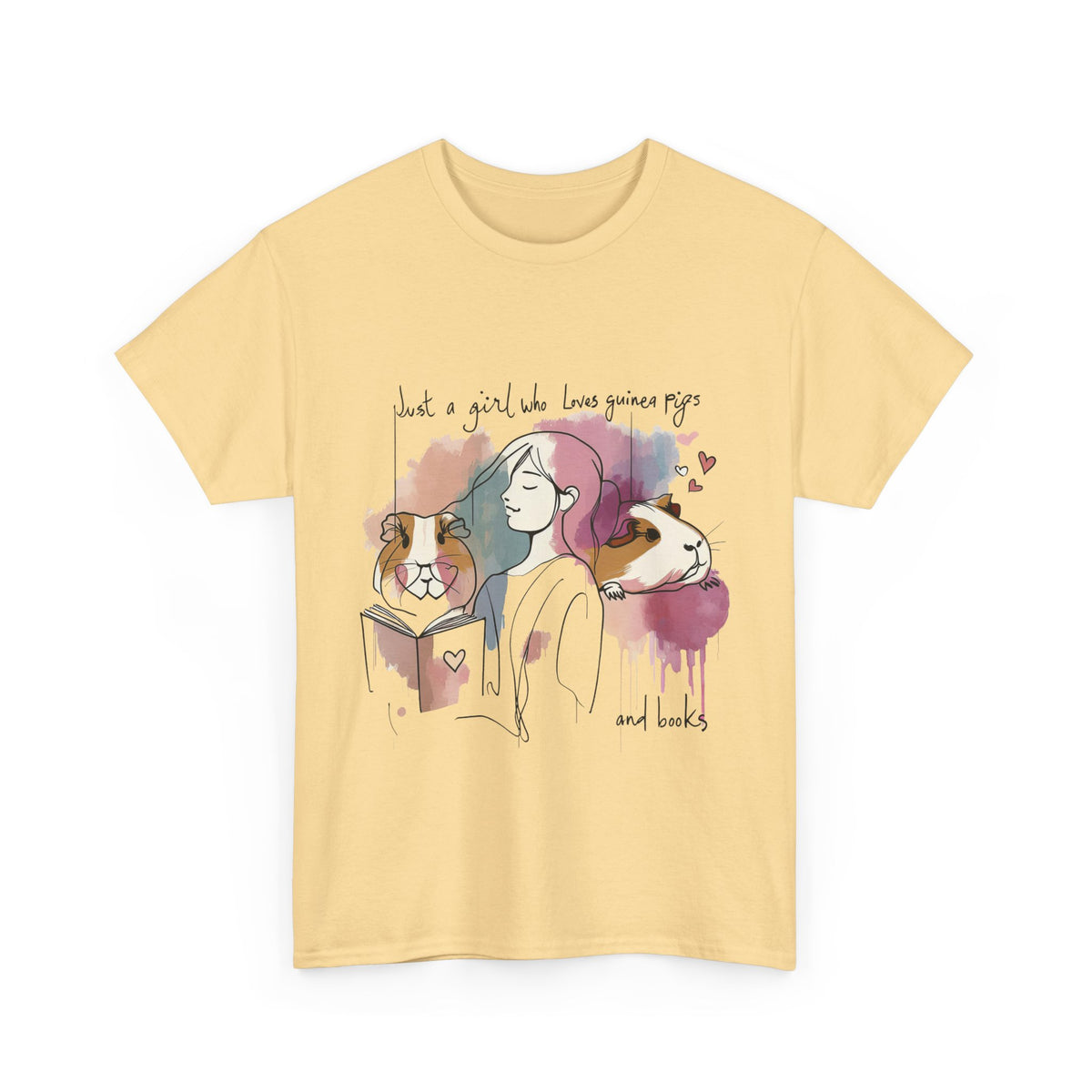 Just a Girl Who Loves Guinea Pigs and Books - Unisex Heavy Cotton Tee - Style SP2P