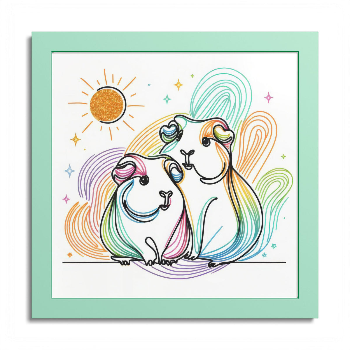 Sunny Piggy Vibes Framed Guinea Pig Wall Art