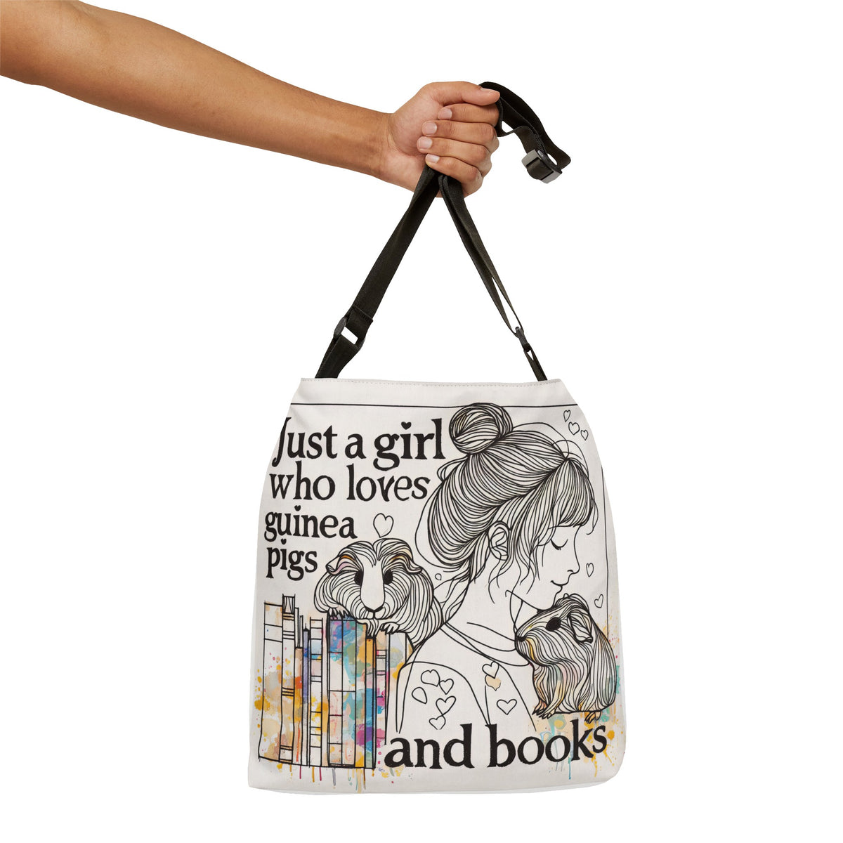 Just a Girl who Loves Guinea Pigs and Books Tote Bag - Style BG2P
