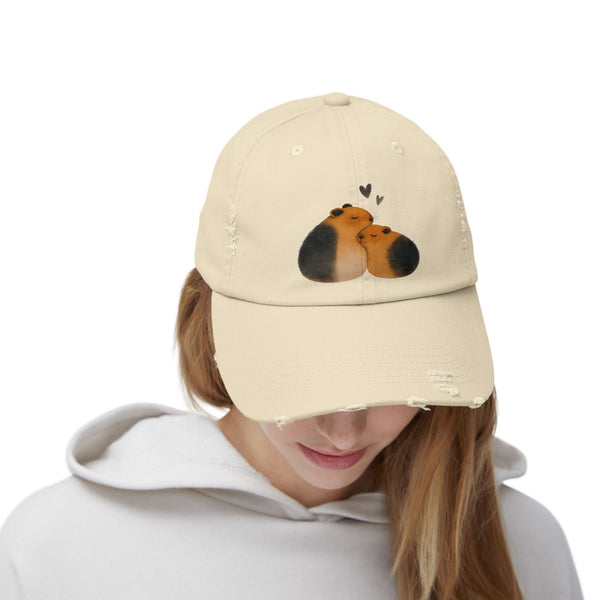 Cute Animal Love Cap, Distressed Hat, Gift for Animal Lovers, Casual Everyday Wear, Unique Pet Lover Gift, Adjustable Cap