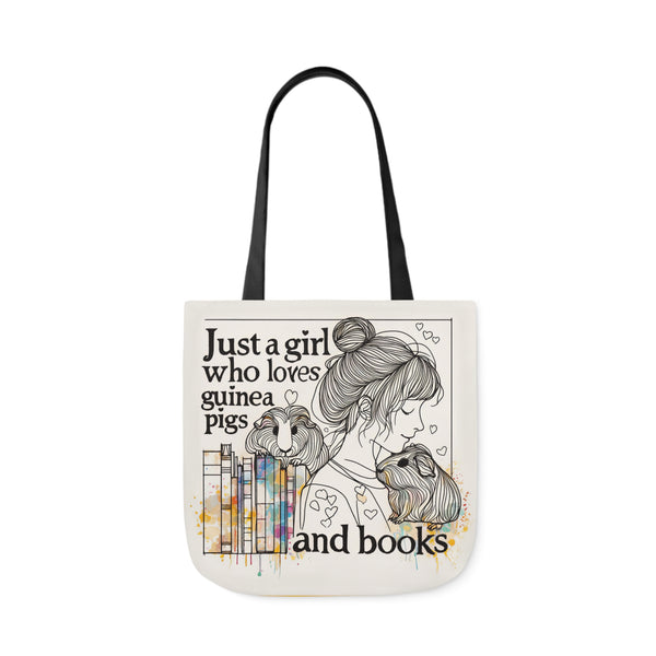 Just a Girl Who Loves Guinea Pigs and Books Canvas Tote - Style BG2P
