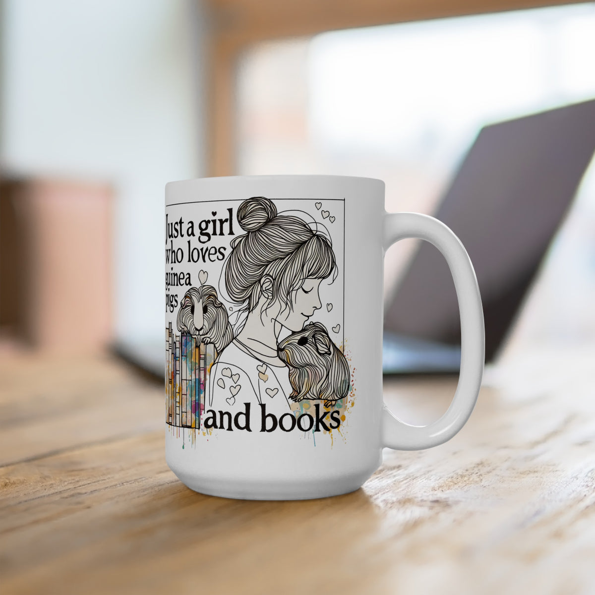 Just a Girl Who Loves Guinea Pigs and Books Coffee Mug - Style BG2P