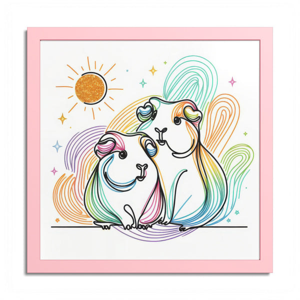Sunny Piggy Vibes Framed Guinea Pig Wall Art