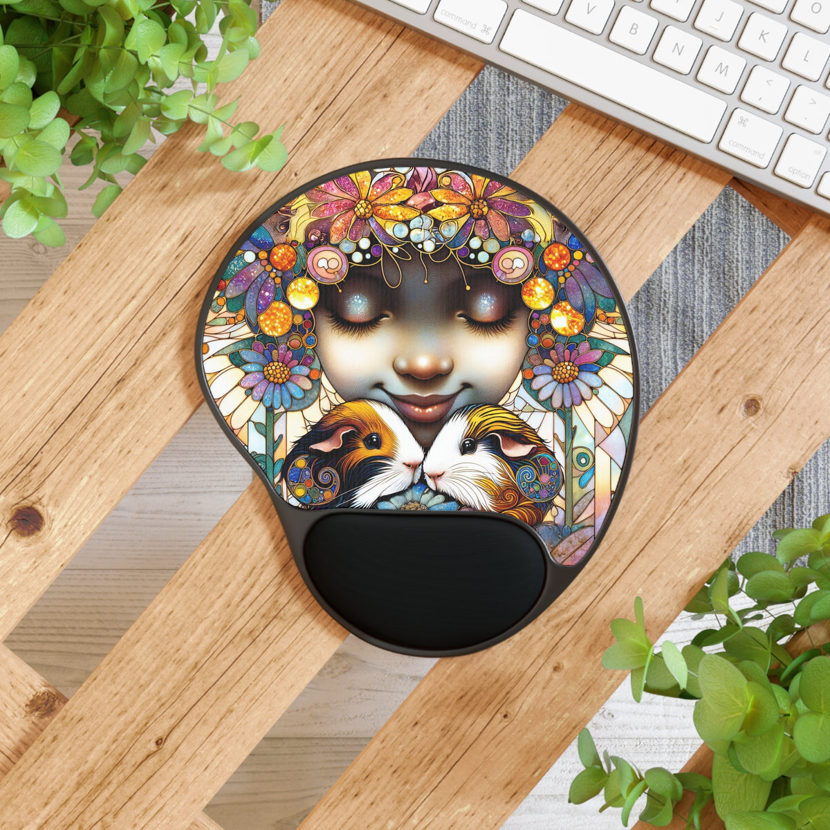 White Aura Girl Piggy Pad With Wrist Rest