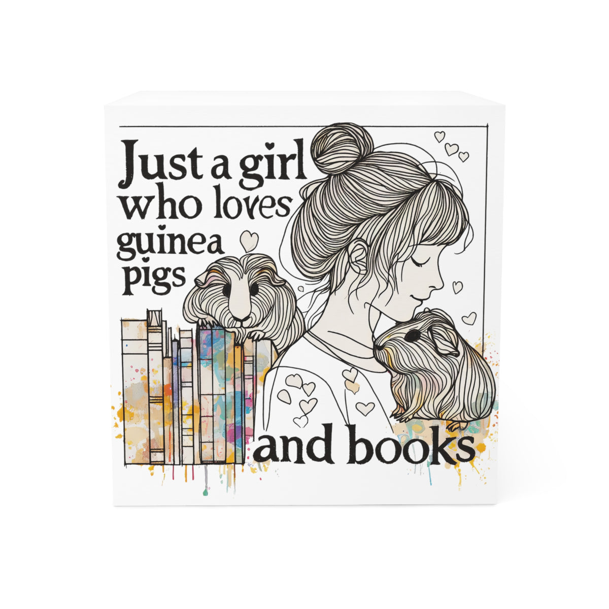 Just a Girl Who Loves Guinea Pigs and Books Note Cube - Style BG2P