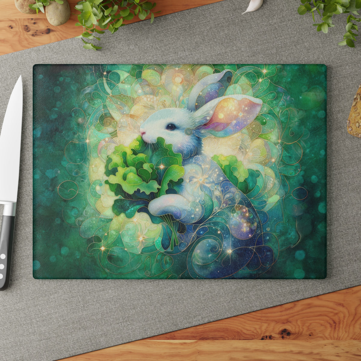 Bunny Nibbler Glass Cutting Board