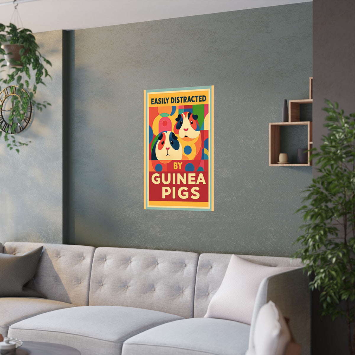 Easily Distracted by Guinea Pigs Satin Poster