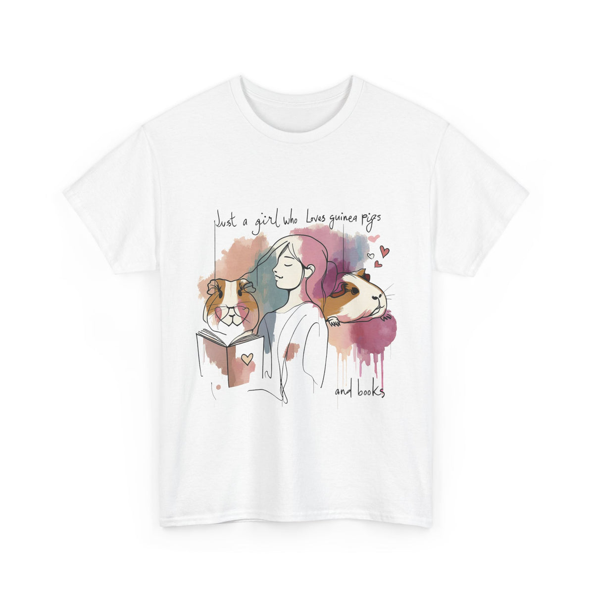 Just a Girl Who Loves Guinea Pigs and Books - Unisex Heavy Cotton Tee - Style SP2P