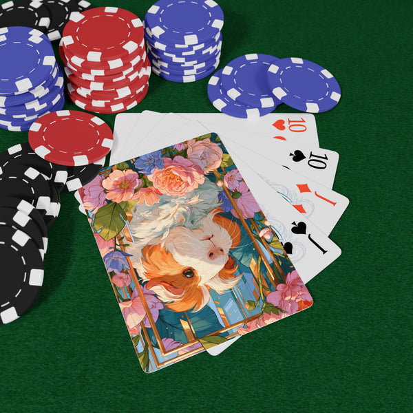 Floral Framed Guinea Pig Playing Cards