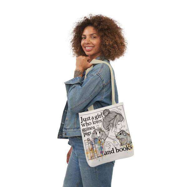 Just a Girl Who Loves Guinea Pigs and Books Canvas Tote - Style BG2P
