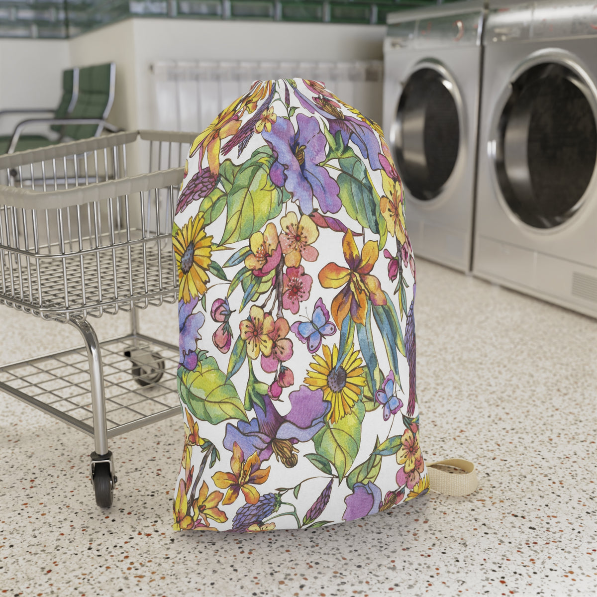 Floral Butterfly Collage Laundry Bag