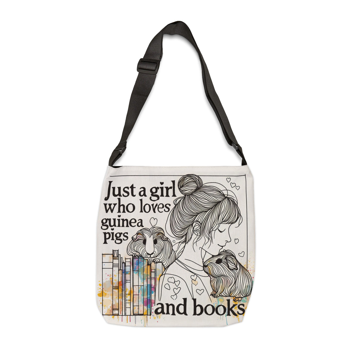 Just a Girl who Loves Guinea Pigs and Books Tote Bag - Style BG2P