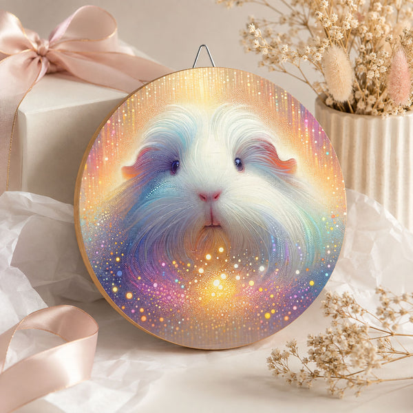 Personalized Glitter Glow Guinea Pig Wood Cavy Cage Plate