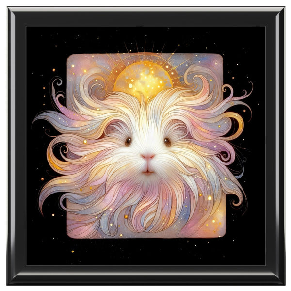 Celestial Whiskers Jewelry / Keepsake Box in Black Ebony Guinea Pig art on a tile