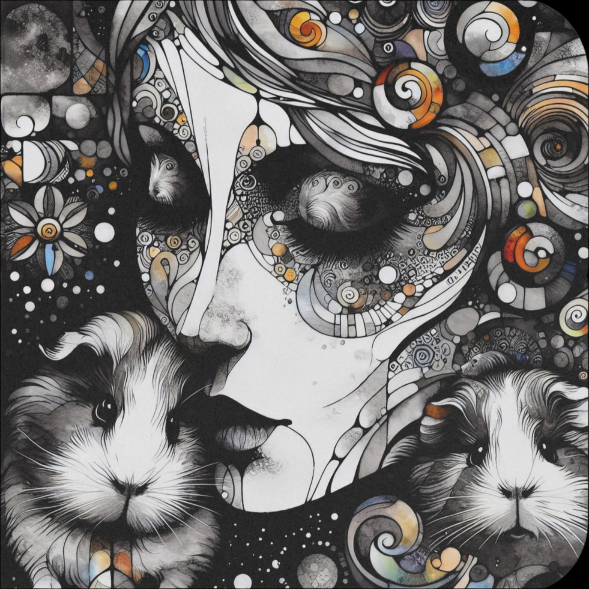 Black and White Fantasy Mouse Pad